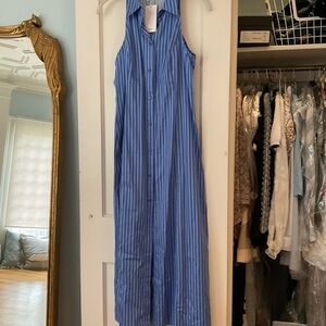 Mango Blue Striped Sleeveless Maxi Dress